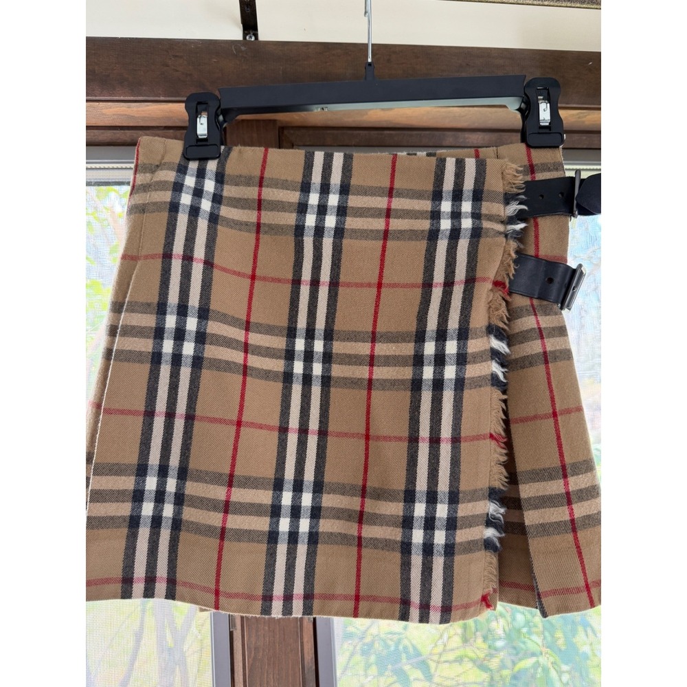 AUTHENTIC Burberry London Pleated Wool Mini Skirt Kilt Nova Check BROWN  US 4 XS
